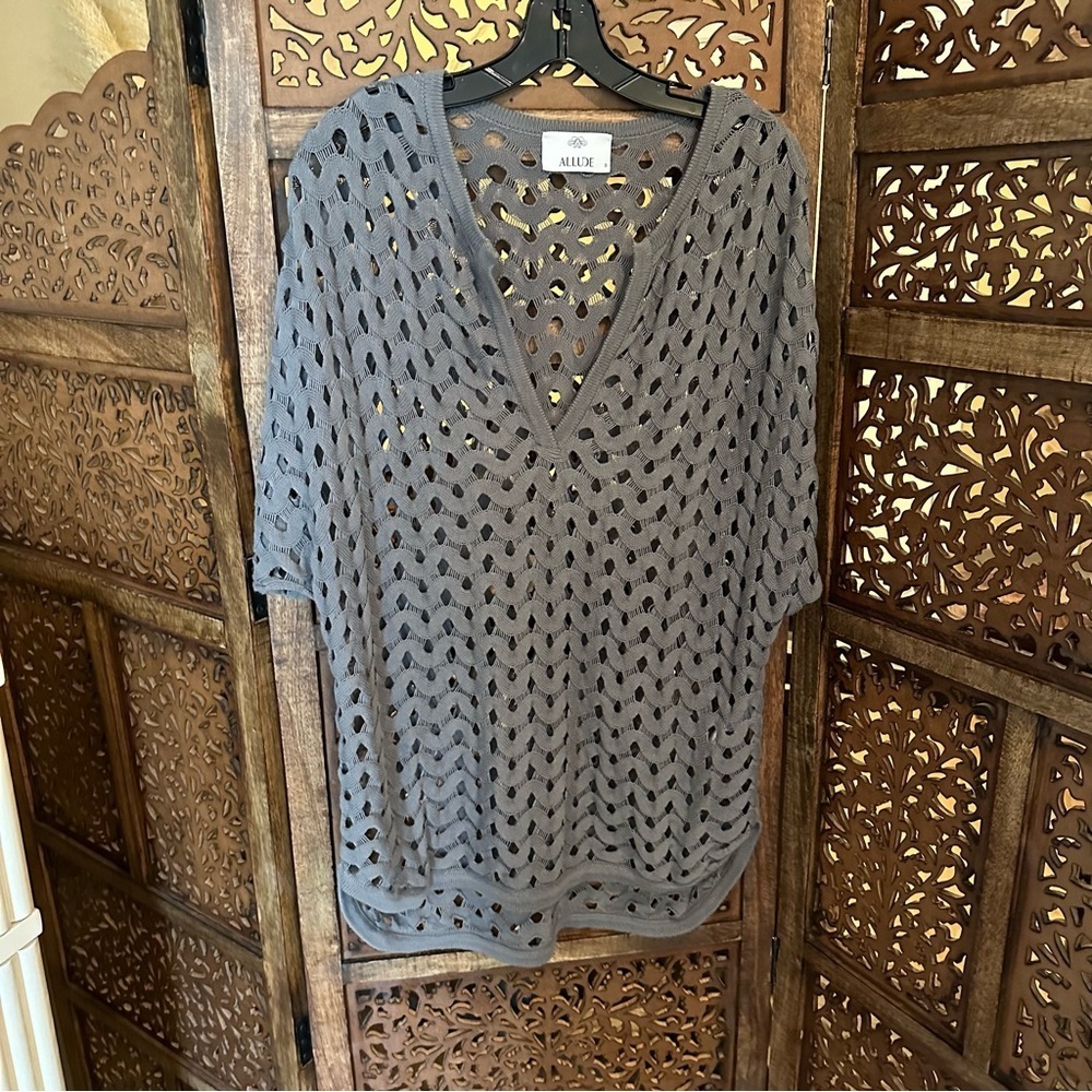 Allude‎ Cotton Short Sleeve V Neck Sweater